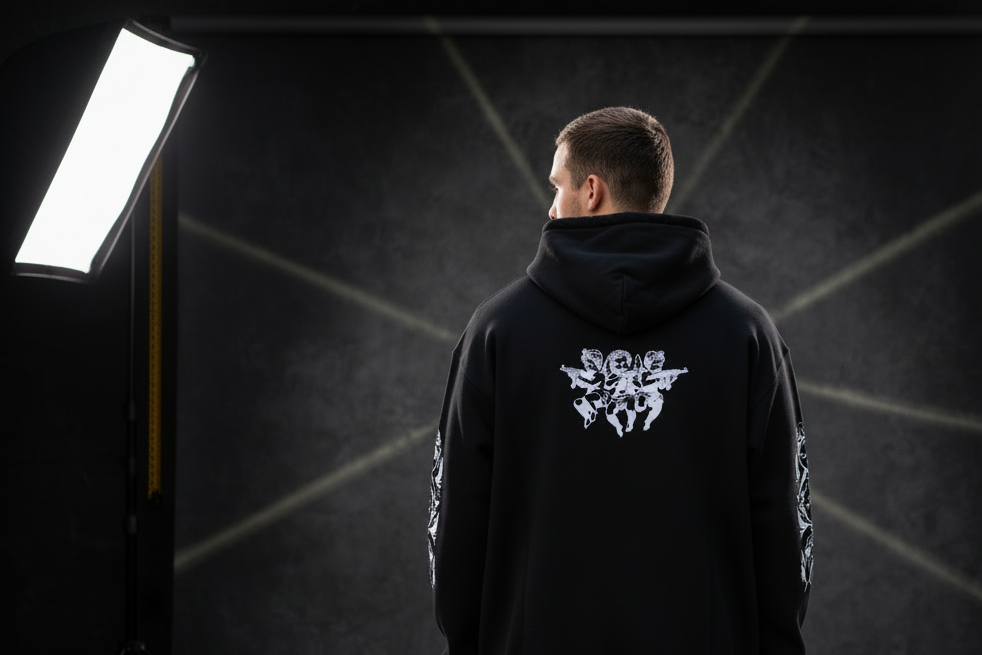 Noir Dynasty "The Saints" Hoodie – Studio Back View